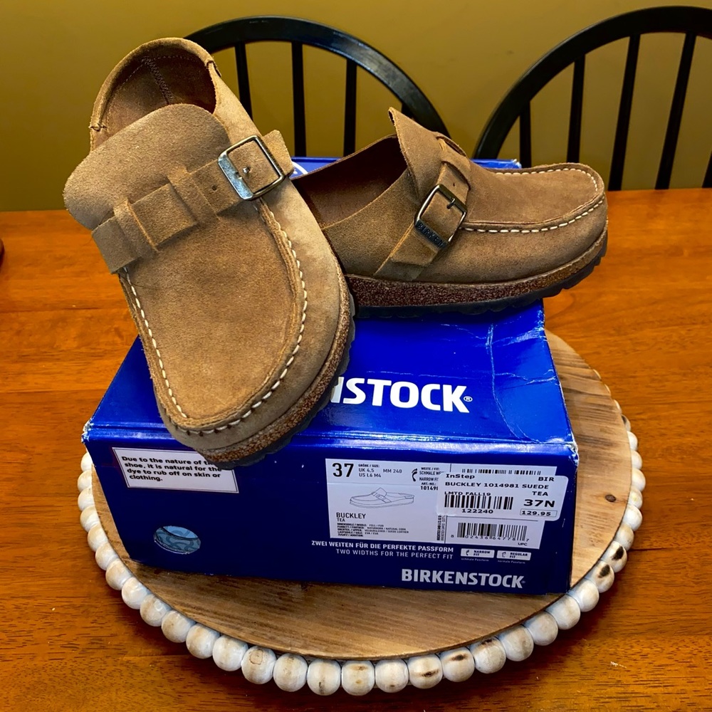 BIRKENSTOCK BUCKLEY SUEDE LEATHER TEA